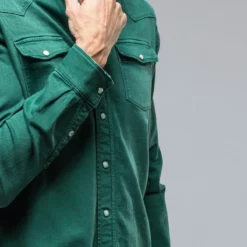 Ranger Denim Snap Shirt In Green -Dune Shop axels premium denim ranger denim snap shirt in green mens shirts axels vail 38819077357802
