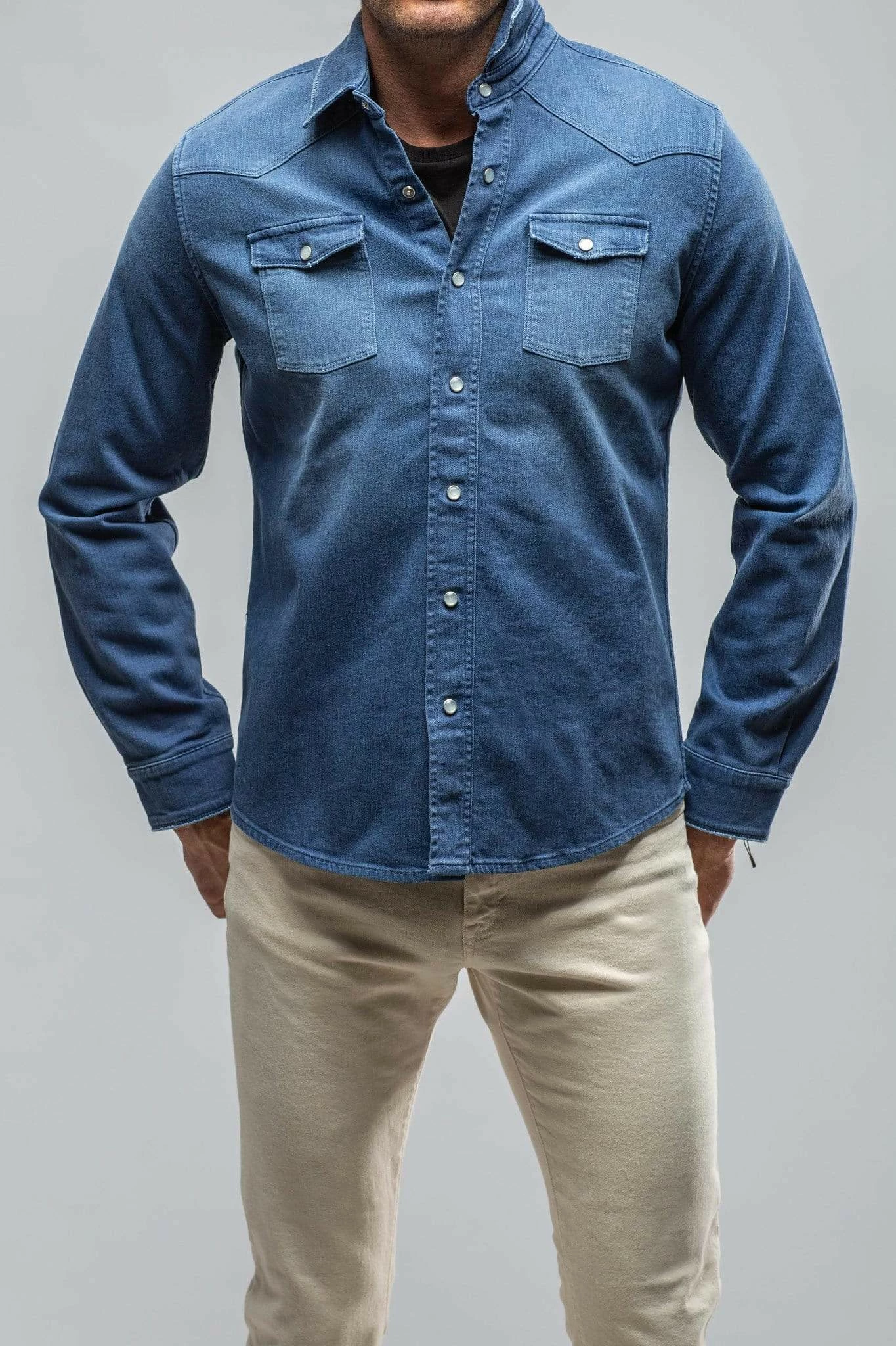 Ranger Denim Snap Shirt In Indaco 1 Ranger Denim Snap Shirt In Indaco