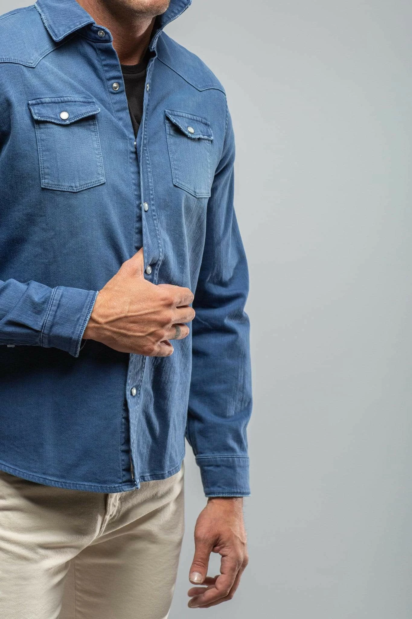 Ranger Denim Snap Shirt In Indaco 4 Ranger Denim Snap Shirt In Indaco - Image 4