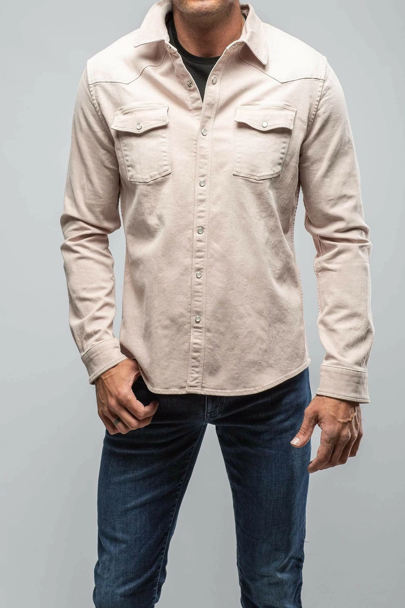 Ranger Denim Snap Shirt In Sabbia Chiara 1 Ranger Denim Snap Shirt In Sabbia Chiara