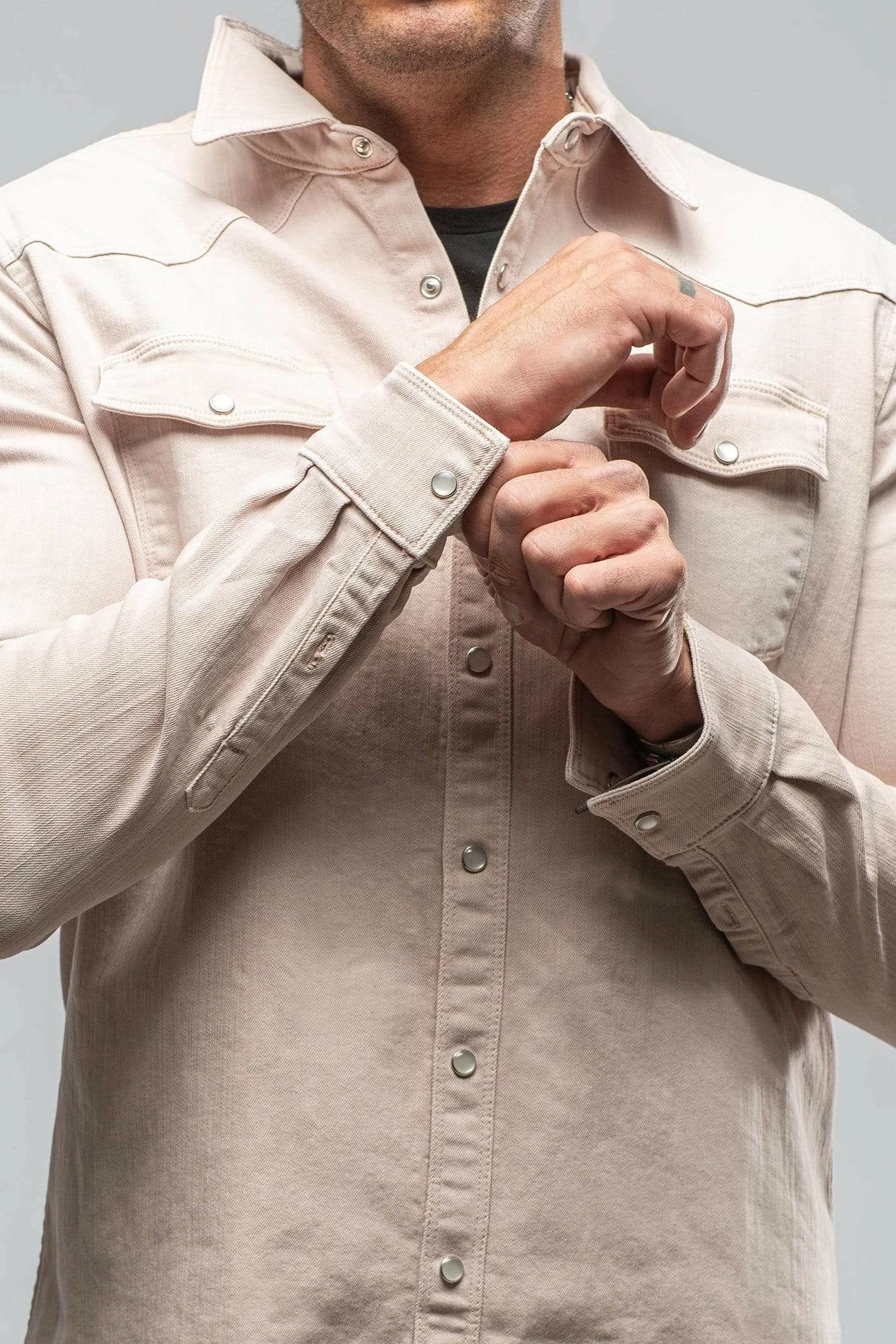 Ranger Denim Snap Shirt In Sabbia Chiara 4 Ranger Denim Snap Shirt In Sabbia Chiara - Image 4