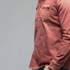 Ranger Denim Snap Shirt In Terracotta -Dune Shop axels premium denim ranger denim snap shirt in terracotta mens shirts axels vail 38900958626026