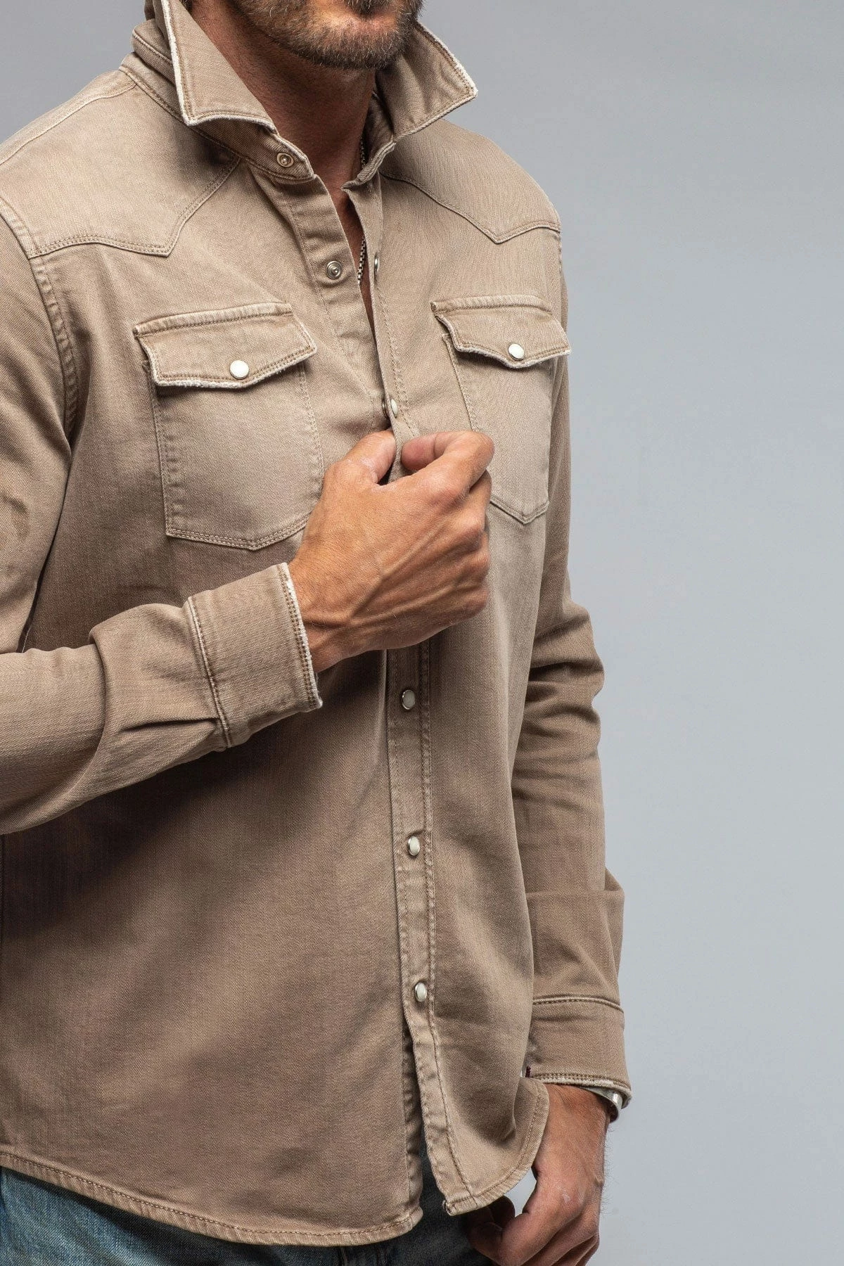 Ranger Denim Snap Shirt In Tortora 2 Ranger Denim Snap Shirt In Tortora - Image 2