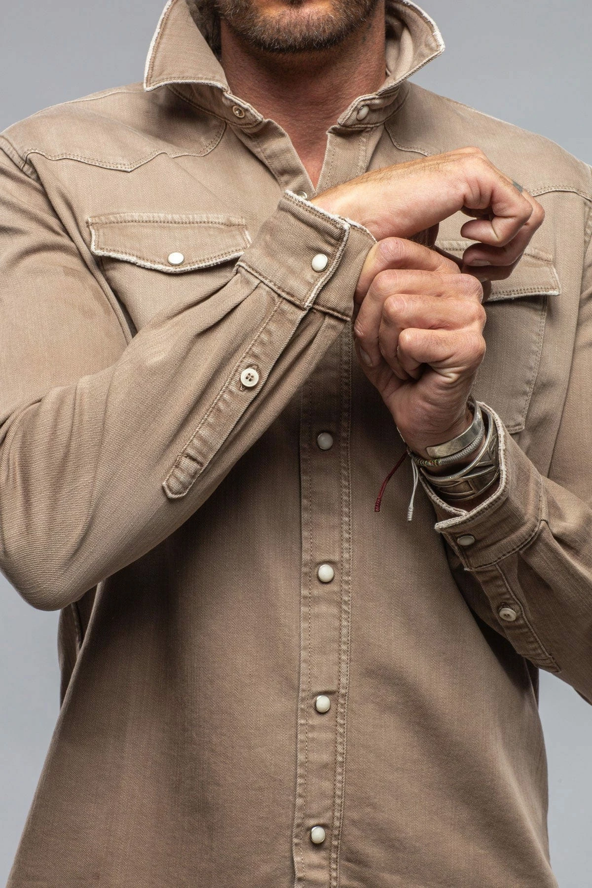 Ranger Denim Snap Shirt In Tortora 4 Ranger Denim Snap Shirt In Tortora - Image 4