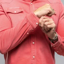 Ranger Denim Snap Shirt In Washed Corallo 7 Ranger Denim Snap Shirt In Washed Corallo -Dune Shop axels premium denim ranger denim snap shirt in washed corallo mens shirts axels vail 37809246044394