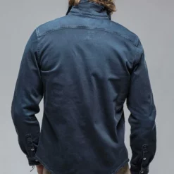 Ranger Denim Snap Shirt In Blue Navy -Dune Shop axels premium denim ranger snap shirt in blue navy mens shirts axels vail 38859427250410