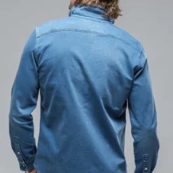 Ranger Denim Snap Shirt In Olympic Blue -Dune Shop axels premium denim ranger snap shirt in olympic blue mens shirts axels vail 38859415191786