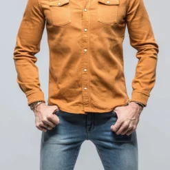 Ranger Denim Snap Shirt In Papaya