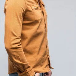 Ranger Denim Snap Shirt In Papaya -Dune Shop axels premium denim ranger snap shirt in papaya mens shirts axels vail 39124653375722