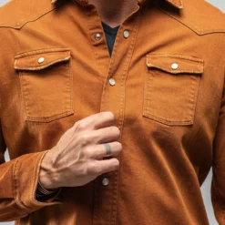 Ranger Denim Snap Shirt In Ruggine -Dune Shop axels premium denim ranger snap shirt in ruggine mens shirts axels vail 29098731405501