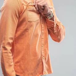 Ranger Denim Snap Shirt In Tangerine -Dune Shop axels premium denim ranger snap shirt in tangerine mens shirts axels vail 28205866516669
