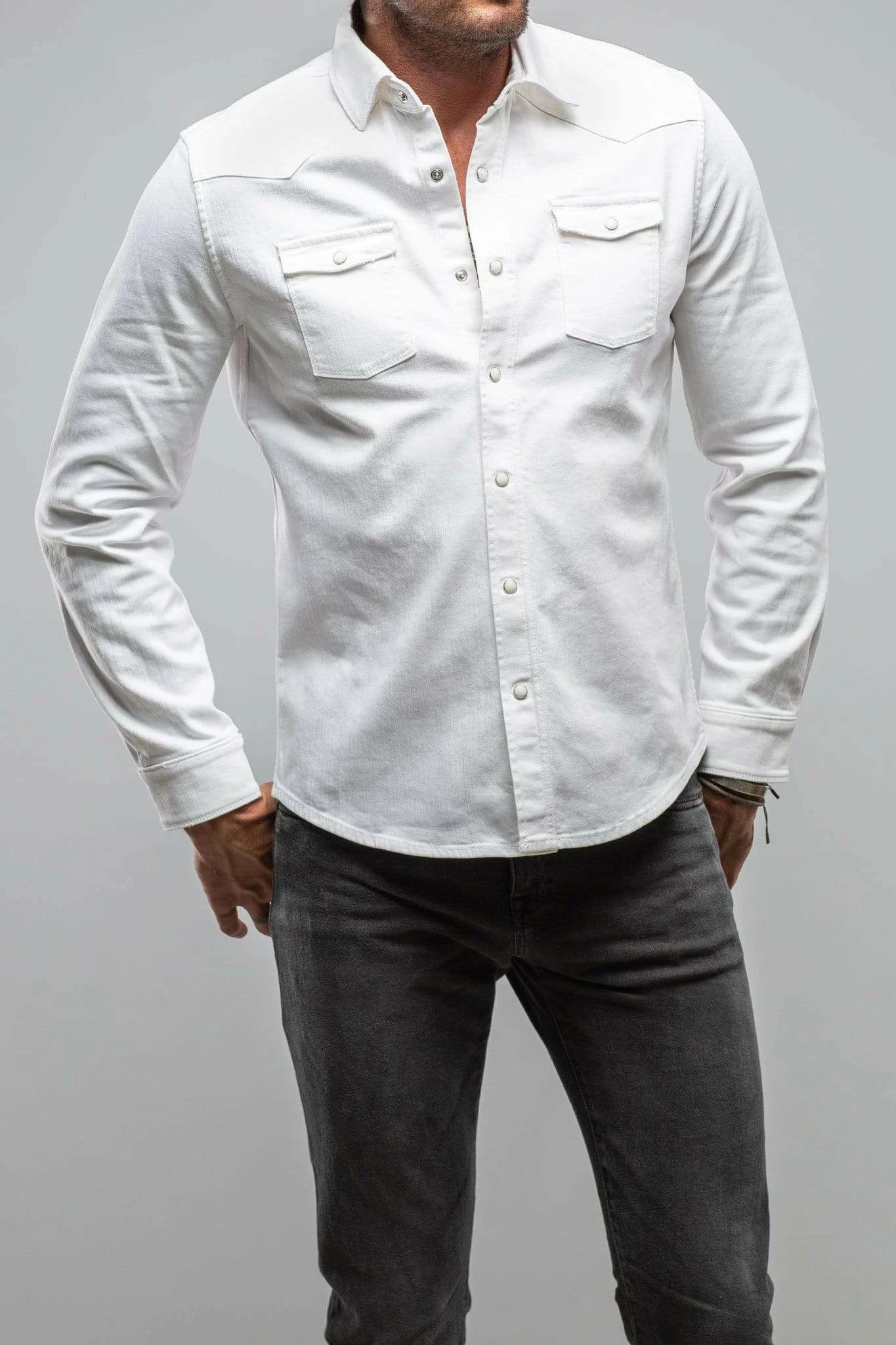 Ranger Denim Snap Shirt In White 1 Ranger Denim Snap Shirt In White