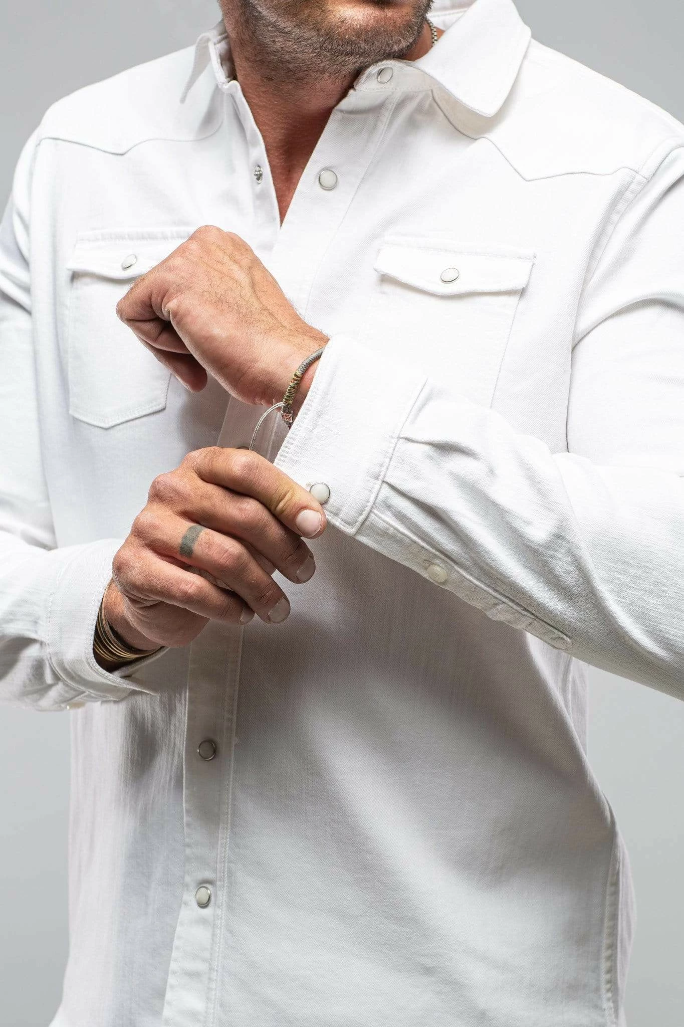 Ranger Denim Snap Shirt In White 3 Ranger Denim Snap Shirt In White - Image 3