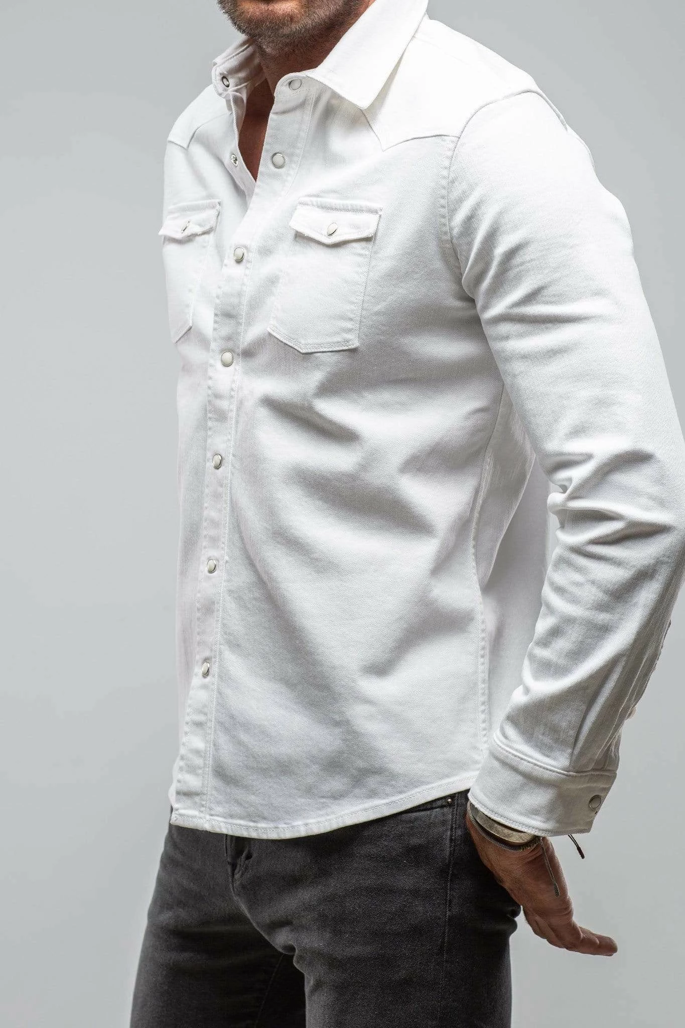 Ranger Denim Snap Shirt In White 2 Ranger Denim Snap Shirt In White - Image 2