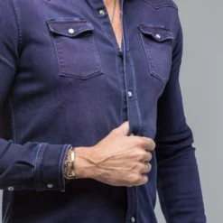 Roper Western Snap Shirt In Mertillo -Dune Shop axels premium denim roper western shirt in mertillo mens shirts axels vail 38859413160170