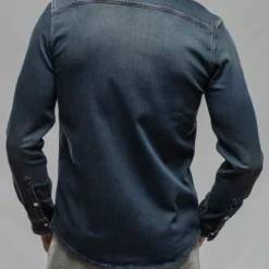 Roper Western Snap Shirt In Anthracite -Dune Shop axels premium denim roper western snap shirt in antracite mens shirts axels vail 37501926703338