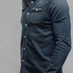 Roper Western Snap Shirt In Anthracite -Dune Shop axels premium denim roper western snap shirt in antracite mens shirts axels vail 37501926998250