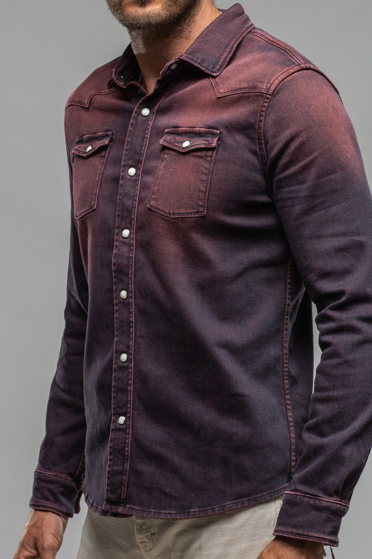 Roper Western Snap Shirt In Bordeaux 4 Roper Western Snap Shirt In Bordeaux - Image 4