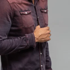 Roper Western Snap Shirt In Bordeaux 10 Roper Western Snap Shirt In Bordeaux -Dune Shop axels premium denim roper western snap shirt in bordeaux mens shirts axels vail 37501932503274