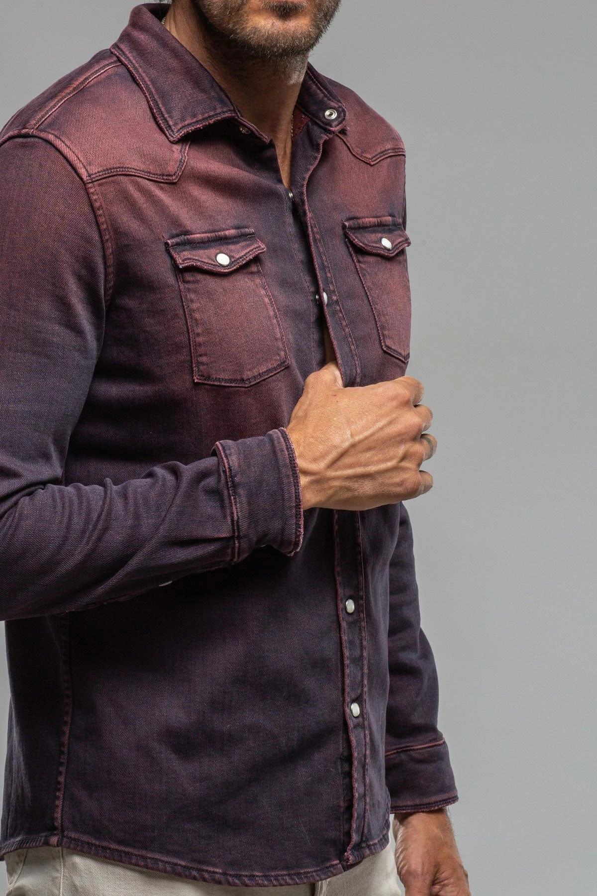 Roper Western Snap Shirt In Bordeaux 3 Roper Western Snap Shirt In Bordeaux - Image 3