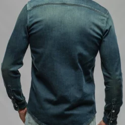 Roper Western Snap Shirt In Cactus -Dune Shop axels premium denim roper western snap shirt in cactus mens shirts axels vail 37501937156330
