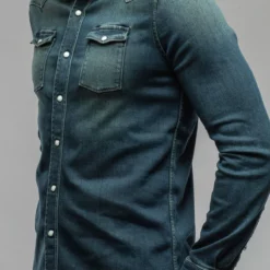 Roper Western Snap Shirt In Cactus -Dune Shop axels premium denim roper western snap shirt in cactus mens shirts axels vail 37501937287402