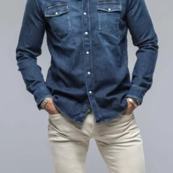 Roper Western Snap Shirt In Dark Blue