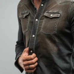 Roper Western Snap Shirt In Desert -Dune Shop axels premium denim roper western snap shirt in desert mens shirts axels vail 29911223926973