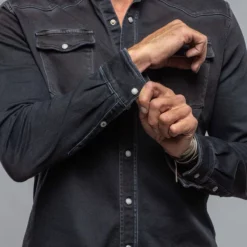 Roper Western Snap Shirt In Nero 8 Roper Western Snap Shirt In Nero -Dune Shop axels premium denim roper western snap shirt in nero mens shirts axels vail 37438987731178