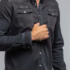 Roper Western Snap Shirt In Nero 9 Roper Western Snap Shirt In Nero -Dune Shop axels premium denim roper western snap shirt in nero mens shirts axels vail 37438987763946