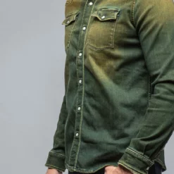 Roper Western Snap Shirt In Ocra -Dune Shop axels premium denim roper western snap shirt in ocra mens shirts axels vail 39195531542762