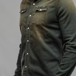 Roper Western Snap Shirt In Overdyed Ruggine -Dune Shop axels premium denim roper western snap shirt in overdyed ruggine mens shirts axels vail 37501963043050