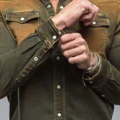 Roper Western Snap Shirt In Papaya -Dune Shop axels premium denim roper western snap shirt in papaya mens shirts axels vail 38486245998826