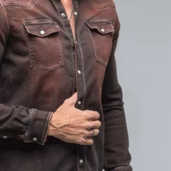 Roper Western Snap Shirt In Ruggine Rust -Dune Shop axels premium denim roper western snap shirt in ruggine rust mens shirts axels vail 38486228467946