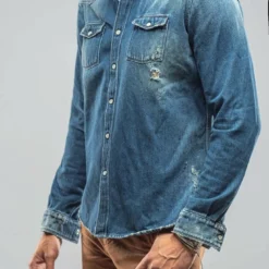 Trapper Denim Snap Shirt -Dune Shop axels premium denim trapper denim snap shirt mens shirts axels vail 28210869502141