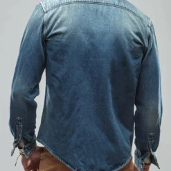 Trapper Denim Snap Shirt -Dune Shop axels premium denim trapper denim snap shirt mens shirts axels vail 28210872221885