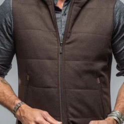 Dune Shop -Dune Shop baldassari alba vest in dark brown mens outerwear cloth axels vail 38335845400810