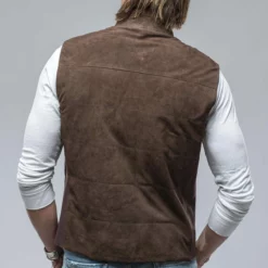 Rye Suede Vest In Chocolate -Dune Shop baldassari rye suede vest in chocolate mens outerwear leather axels vail 38565297193194 1