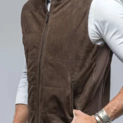 Rye Suede Vest In Chocolate -Dune Shop baldassari rye suede vest in chocolate mens outerwear leather axels vail 38565297324266 1
