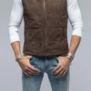 Rye Suede Vest In Chocolate