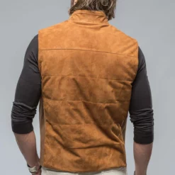 Rye Suede Vest In Cigar -Dune Shop baldassari rye suede vest in cigar mens outerwear leather axels vail 38593657700586