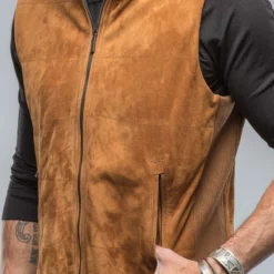 Rye Suede Vest In Cigar 9 Rye Suede Vest In Cigar -Dune Shop baldassari rye suede vest in cigar mens outerwear leather axels vail 38593658028266 1