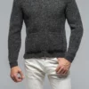 Galway Chunky Cashmere Full Zip In Charcoal