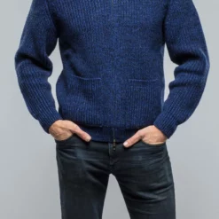Galway Chunky Cashmere Full Zip Navy Donnagle