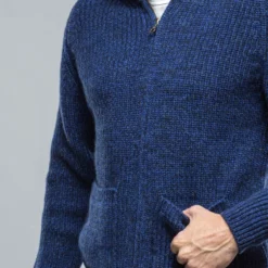 Galway Chunky Cashmere Full Zip Navy Donnagle -Dune Shop corgi galway chunky cashmere full zip navy donnagle mens sweaters axels vail 38835507888362