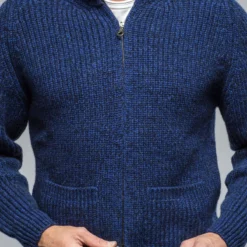 Galway Chunky Cashmere Full Zip Navy Donnagle -Dune Shop corgi galway chunky cashmere full zip navy donnagle mens sweaters axels vail 38835507921130