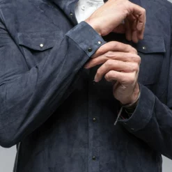 Bello Suede Shirt In Blue -Dune Shop di bello bello suede shirt in blue mens outerwear leather axels vail 38819052126442