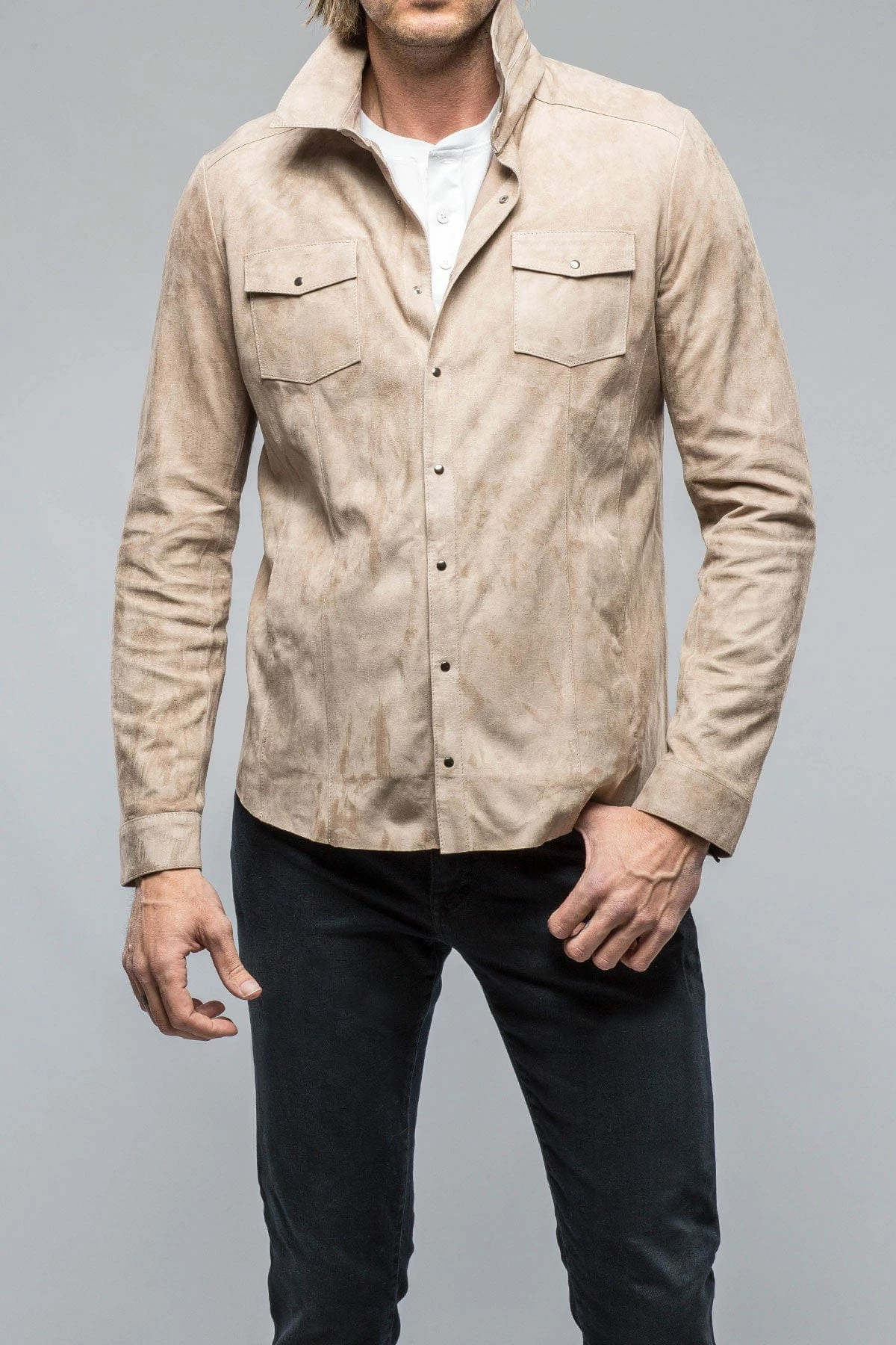 Bello Suede Shirt In Roccia 1 Bello Suede Shirt In Roccia