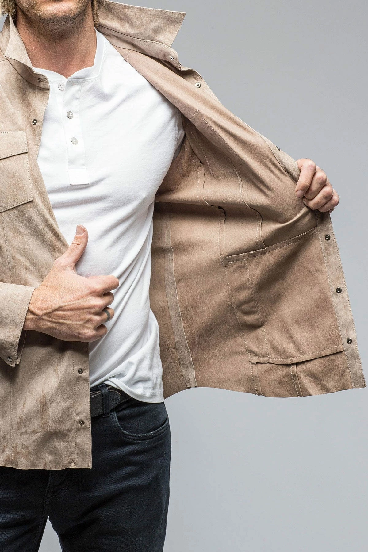 Bello Suede Shirt In Roccia 4 Bello Suede Shirt In Roccia - Image 4