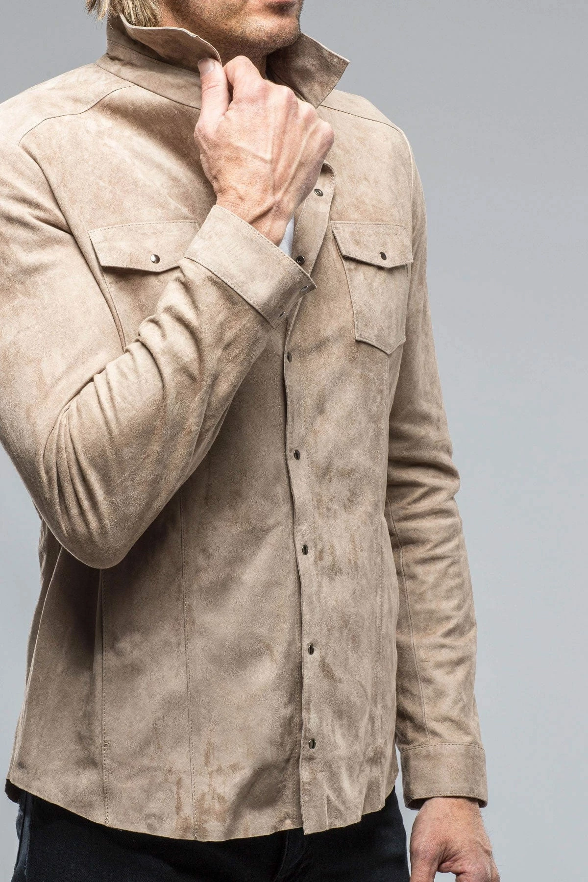 Bello Suede Shirt In Roccia 6 Bello Suede Shirt In Roccia - Image 6